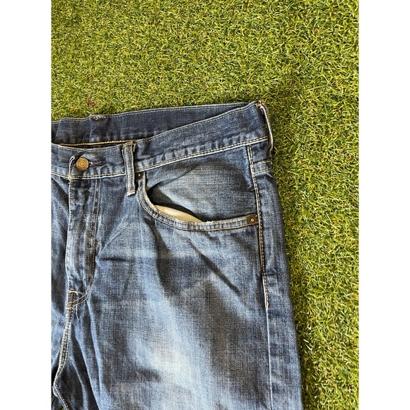 Levi's 508 Straight Jeans Men 36x30 Blue Whiskered Denim Stretch Pockets Zip Fly - Picture 4 of 5